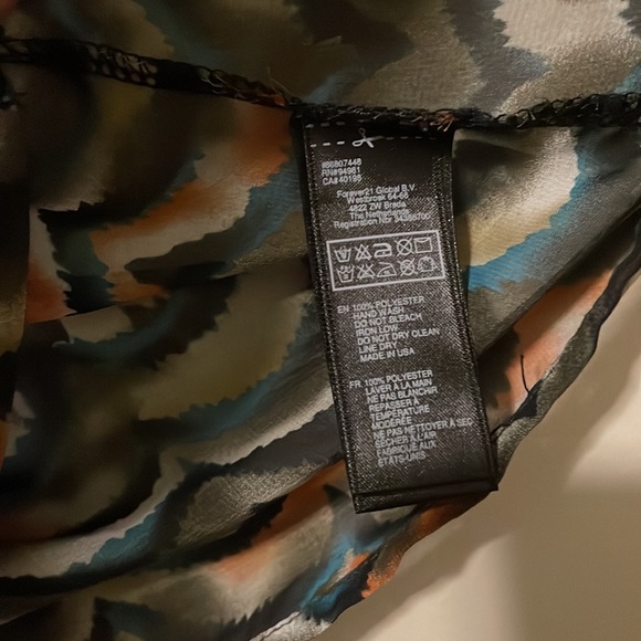 Forever 21 Sheer Multicolored Wavy Stripes Button Up Blouse - Picture 5 of 5